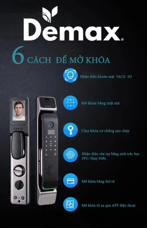 Khóa cửa nhận diện khuôn mặt, mở khóa từ xa qua APP-WIFI Demax SL928 DG/PB chính thức ra mắt tại Việt Nam