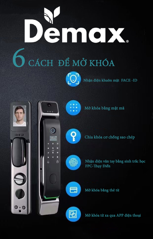 Khóa cửa nhận diện khuôn mặt, mở khóa từ xa qua APP-WIFI  Demax SL928 DG/PB chính thức ra mắt tại Việt Nam