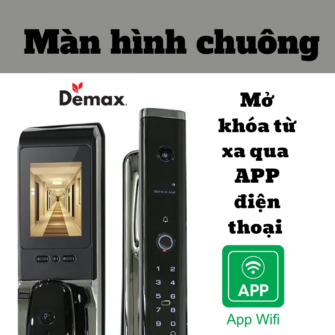 Nhà thông minh với Smart Lock  màn hình chuông mở khóa từ xa qua APP-WIFI điện thoại thương hiệu Demax